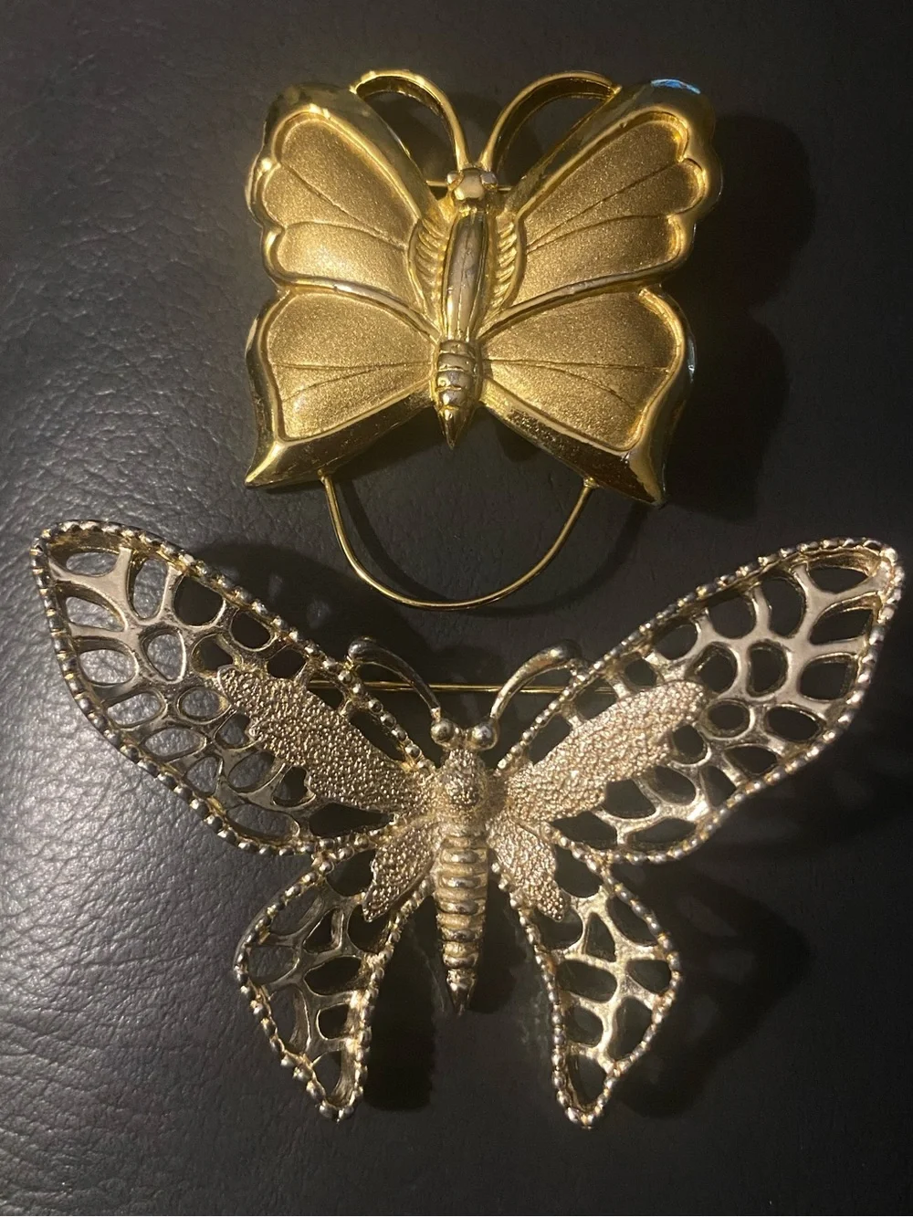 Lot of 2 Vintage Butterfly Brooch Gold Tone Torino & Silver Tone Sarah Coventry